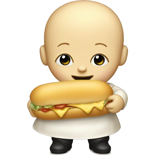 Old Kewpie doll holding macaroni sandwich emoji