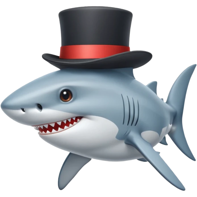 Shark with a top hat emoji