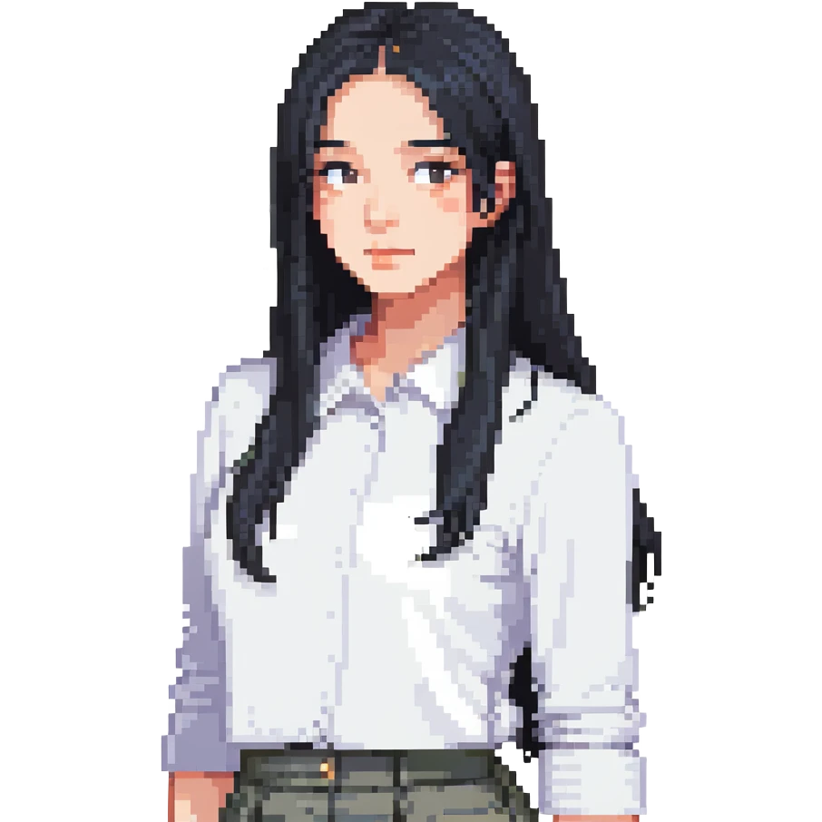 portrait of a pretty girl with straight black hair emoji
