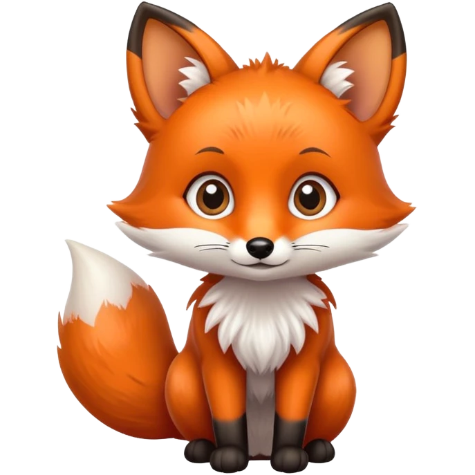 Cute baby fox with big eyes and fluffy tail emoji