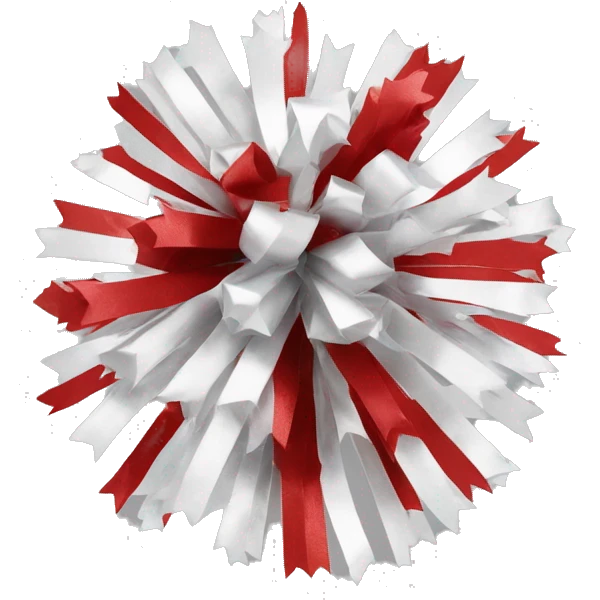 Red, white and silver cheer poms emoji