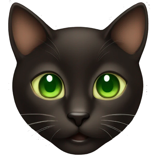 Dark brown, brown and black cat with green eyes emoji