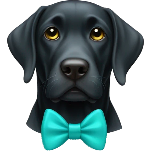 Black Labrador with turquoise bow tie emoji
