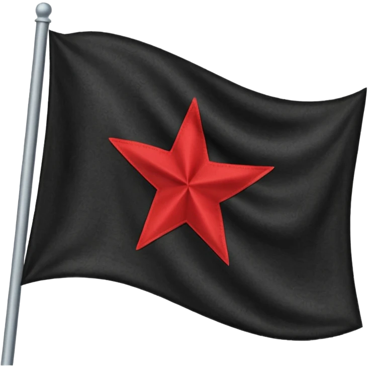 A black flag with a red star and a white line running through the middle of the star. emoji