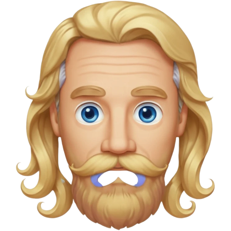 MID AGE MAN WITH LONG BLOND WAVY HAIR, MOUSTACH AND BEARD emoji