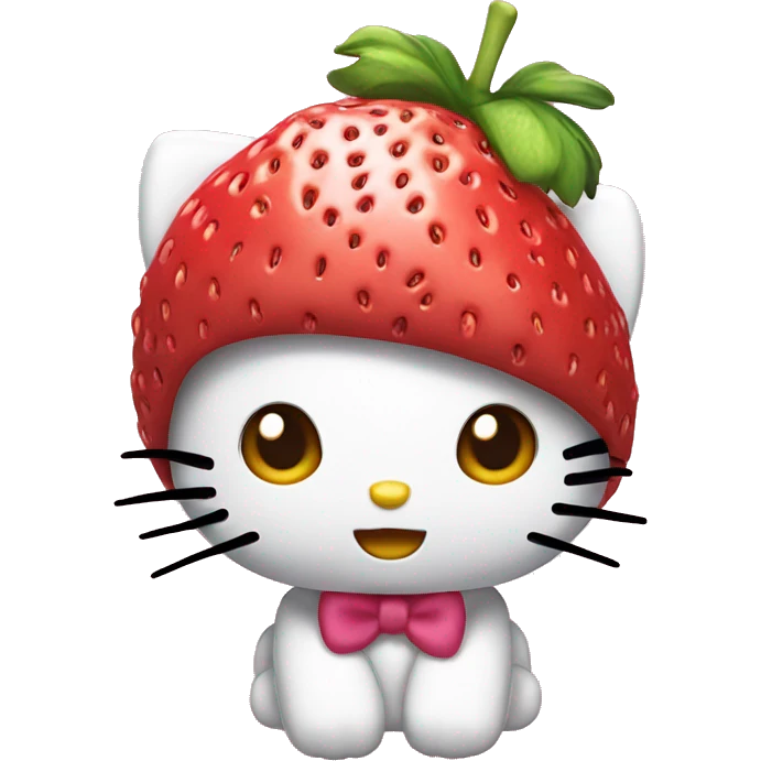 Hello kitty with a strawberry hat emoji