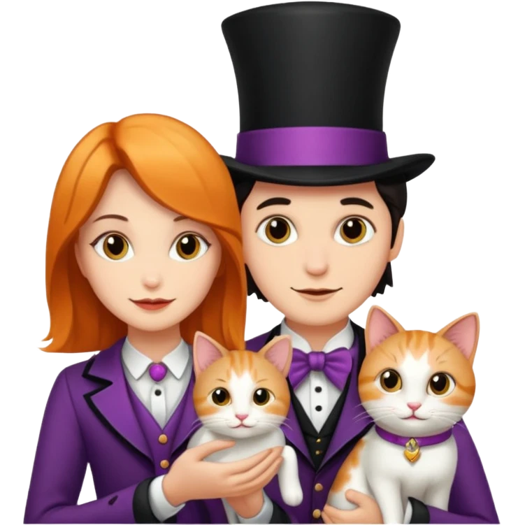 magician couple and their pet cat emoji