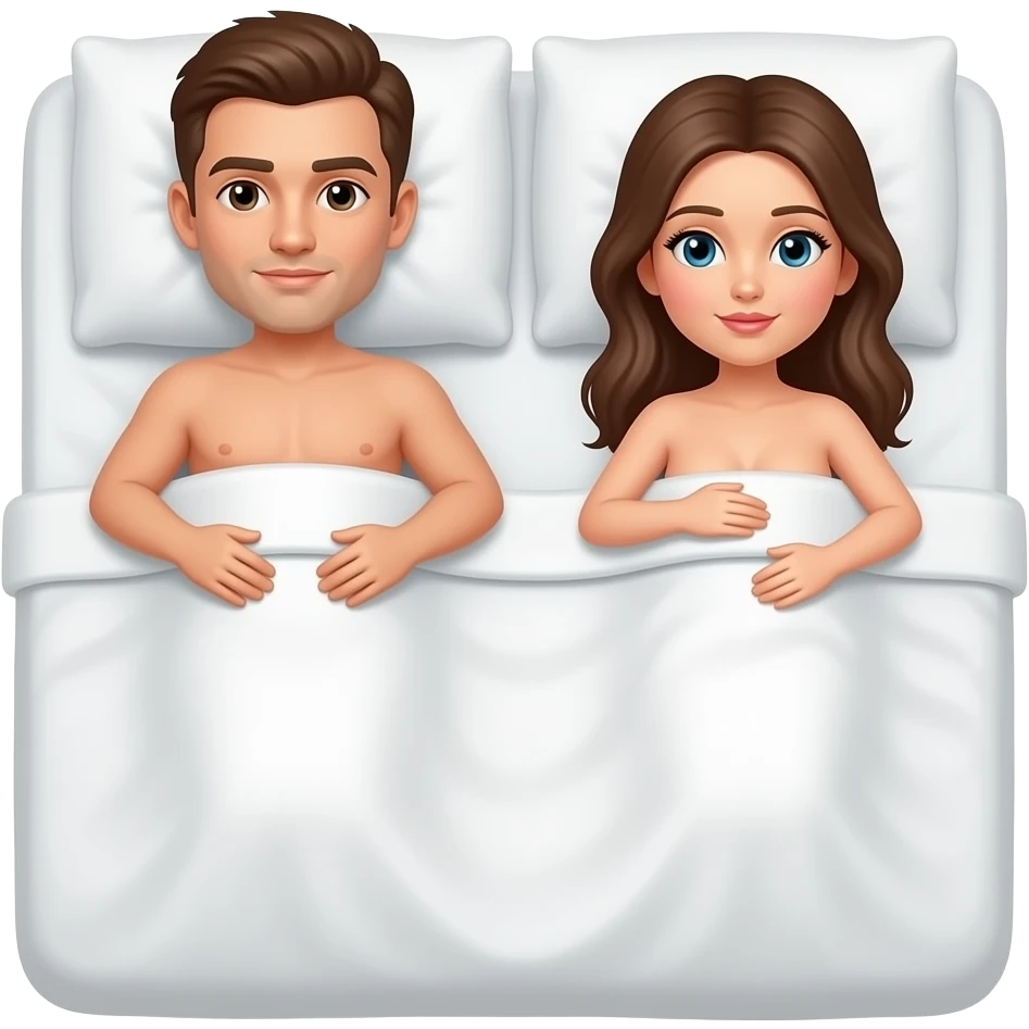 Man and woman in bed naked emoji