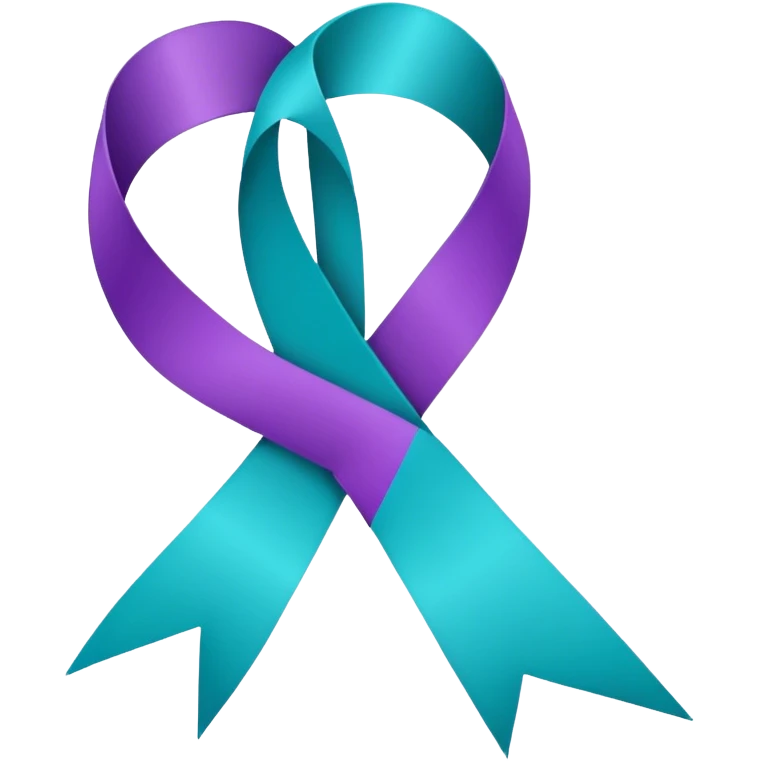 Purple and teal Suicide awareness ribbon emoji