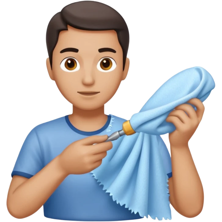 Sculptor polishing with cloth,Ice. emoji