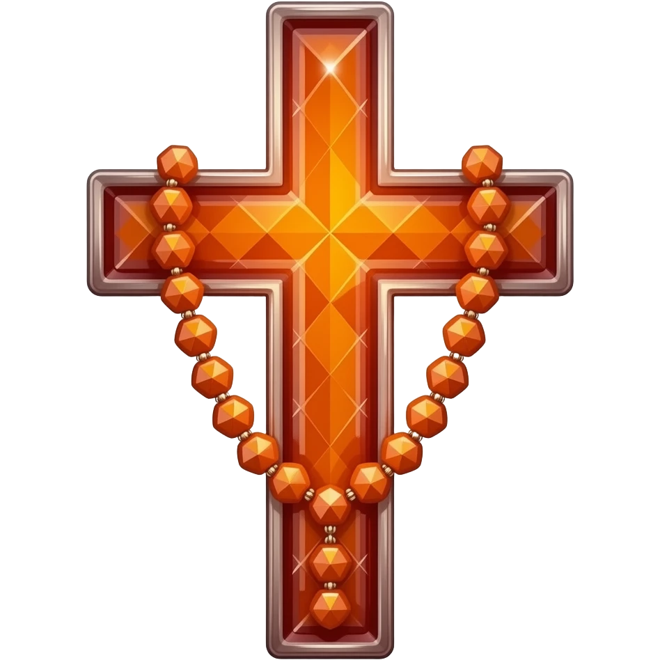 cruz sagrada orange red vidro brilhante com rosário orange red vidro brilhante emoji