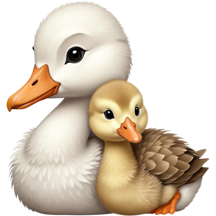 baby goose cuddling another baby goose  emoji