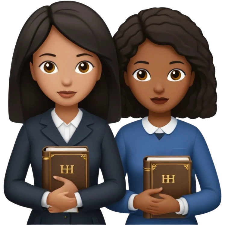 Two black women, 1 white woman, all with dark hair, carrying a Bible! emoji