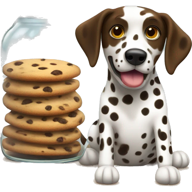 Brown Dalmatian next to a jar of cookies emoji