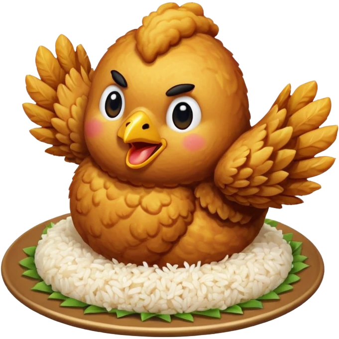 chicken dancing on top of rice (a chicken rice emoji) emoji