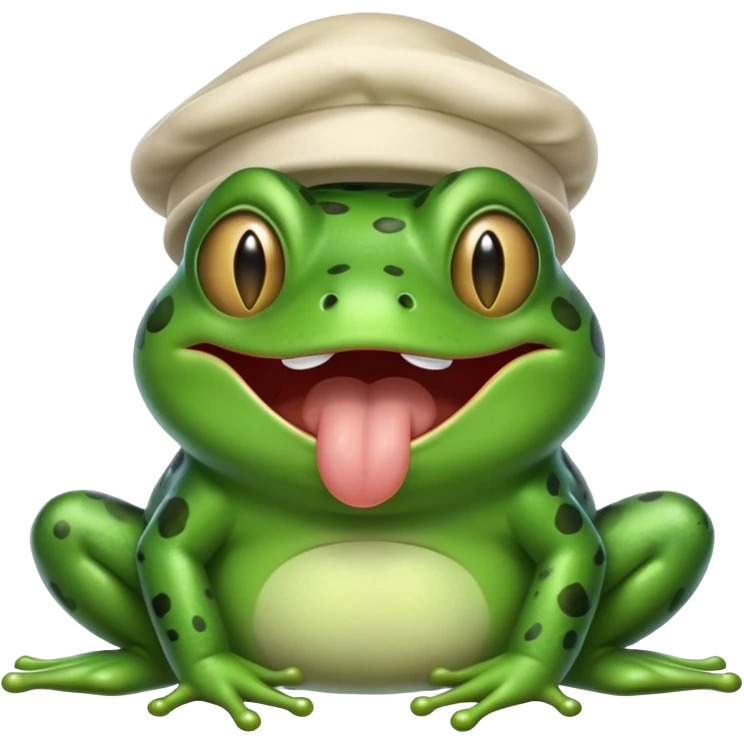 sleepy frog with nightcap yawning cutely emoji