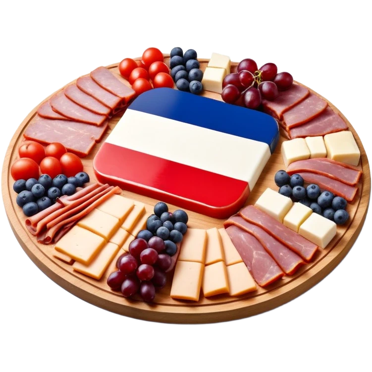 French flag on top of a SPAM charcuterieplatter emoji