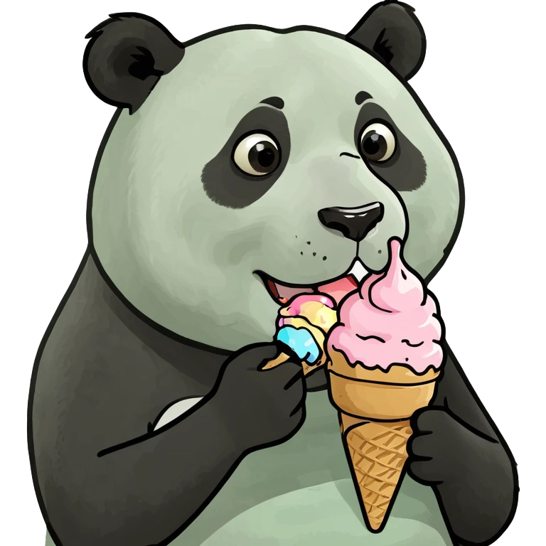 Panda eating ice cream emoji