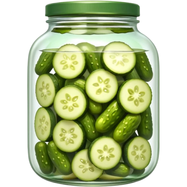 glass jar with sliced pickles in brine emoji