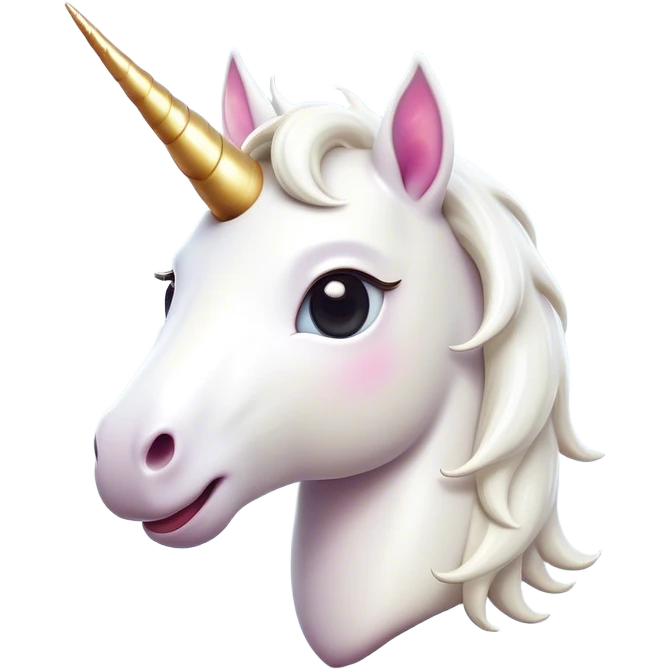 Cinematic Comical White Unicorn Portrait Emoji, Head tilted dramatically with an exaggeratedly amused expression, featuring a slender, radiant form with a playfully sparkling horn and wide, comically expressive eyes full of enchanting disbelief, Simplified yet hilariously expressive features, highly detailed, glowing with a slightly sassy magical glow, high shine, dramatic yet playful, stylized with an air of cheeky mythic mischief, soft glowing outline, capturing the essence of a meme-worthy white unicorn that looks ready to prance its way into viral fame! emoji