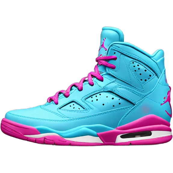 Realistic metallic sky blue and hot pink Jordan basketball sneakers. emoji