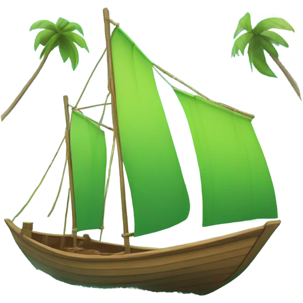 Island hopping on a small boat that has outriggers emoji