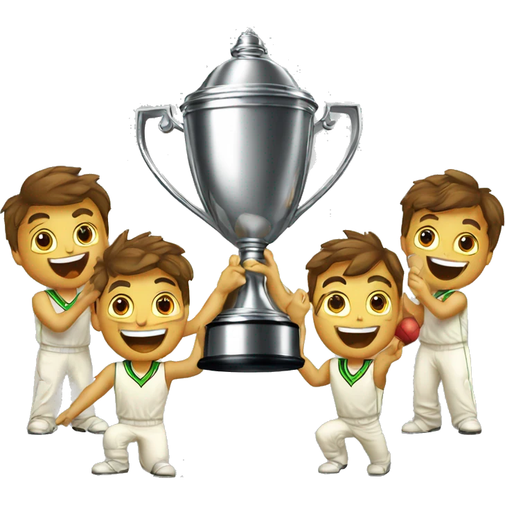 cricket sports victory players with cup emoji
