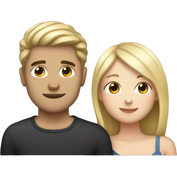 couple cuddling blonde girl, brunette guy  emoji