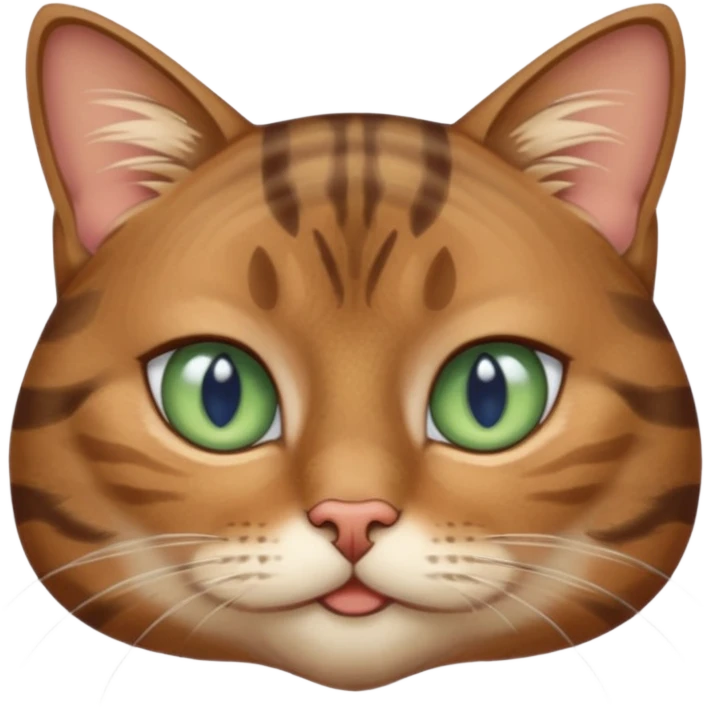 Female brown tabby cat with eyes that are sage green around the outside and blue on the inside and is a little more chunky than most cats she’s very sassy  emoji