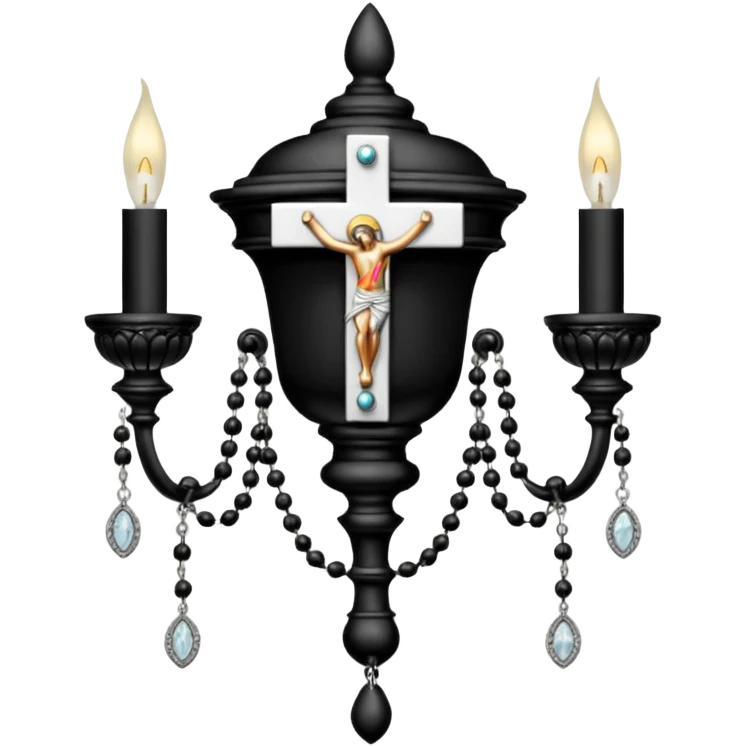 Victorian black sconce with silver rosary hanging off emoji