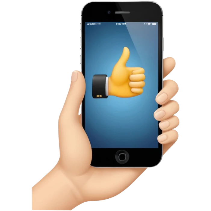 Holding iPhone in a hand emoji