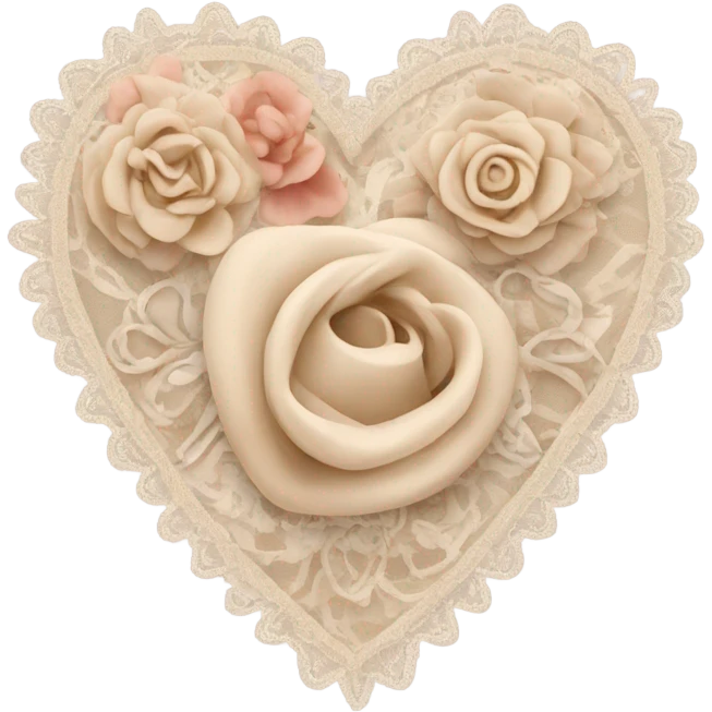 A beige heart with coquette  emoji