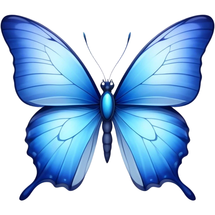 Cinematic Realistic Noble Blue Butterfly Portrait Emoji, Poised and graceful, with delicate, translucent wings rendered in vivid sapphire and indigo tones, a slender, elegant body with finely detailed textures, and gentle, reflective eyes, illuminated by soft natural light, high shine, intelligent and ethereal, styled with an air of refined natural beauty, focused and attentive, soft glowing outline, capturing the essence of a watchful and confident blue butterfly that appears to flutter out of the screen with effortless grace! emoji