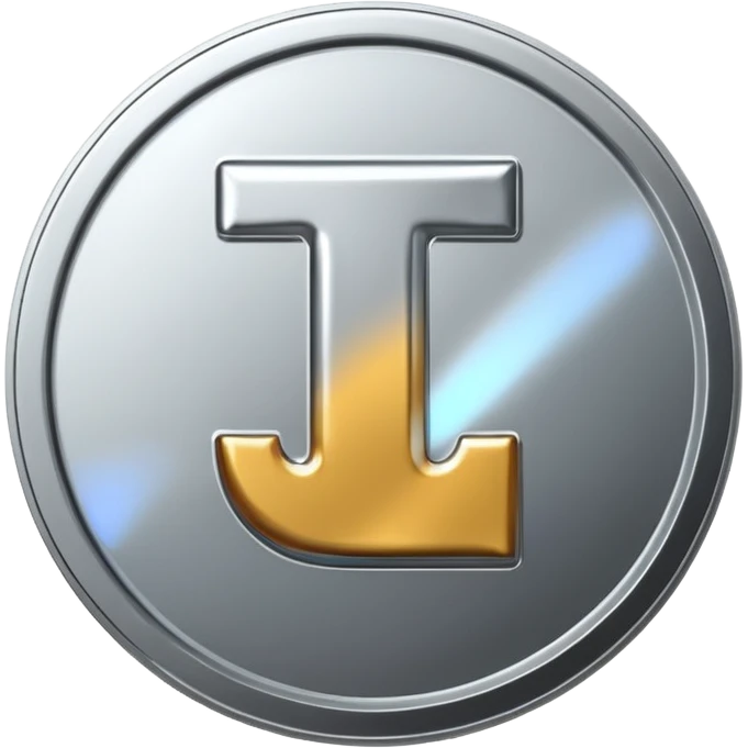 silver coin with the letter "T" on it emoji