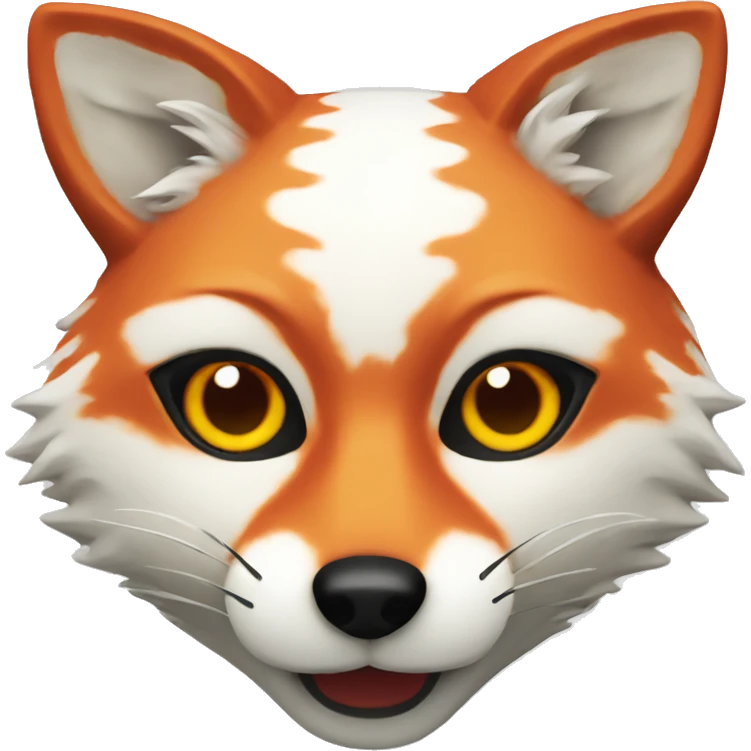 White Japanese Red Spotted Fox Mask emoji