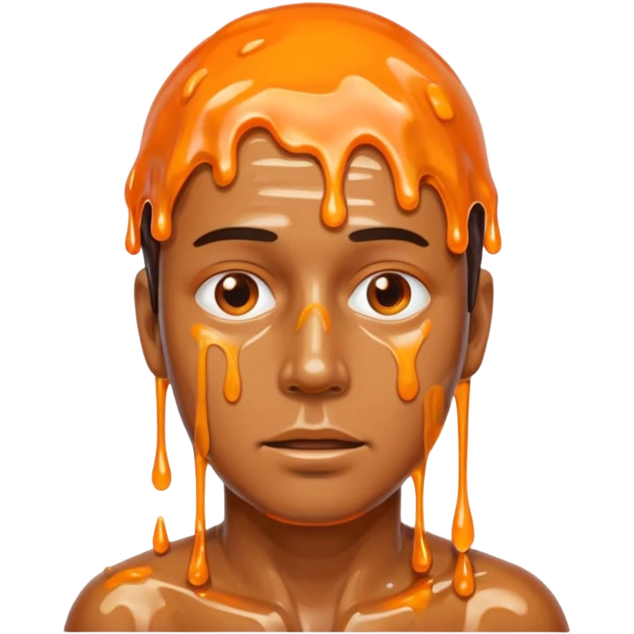 man coved in melting plastic emoji