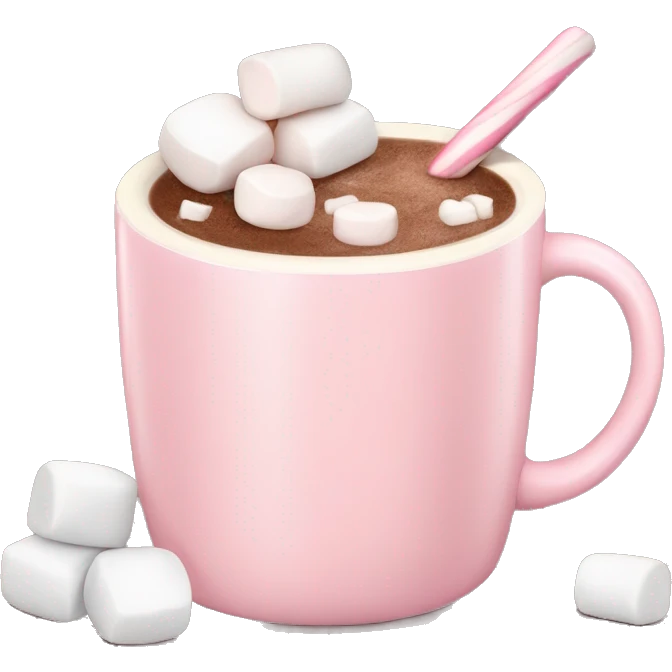 Light Pink mug of hot chocolate with marshmallows  emoji