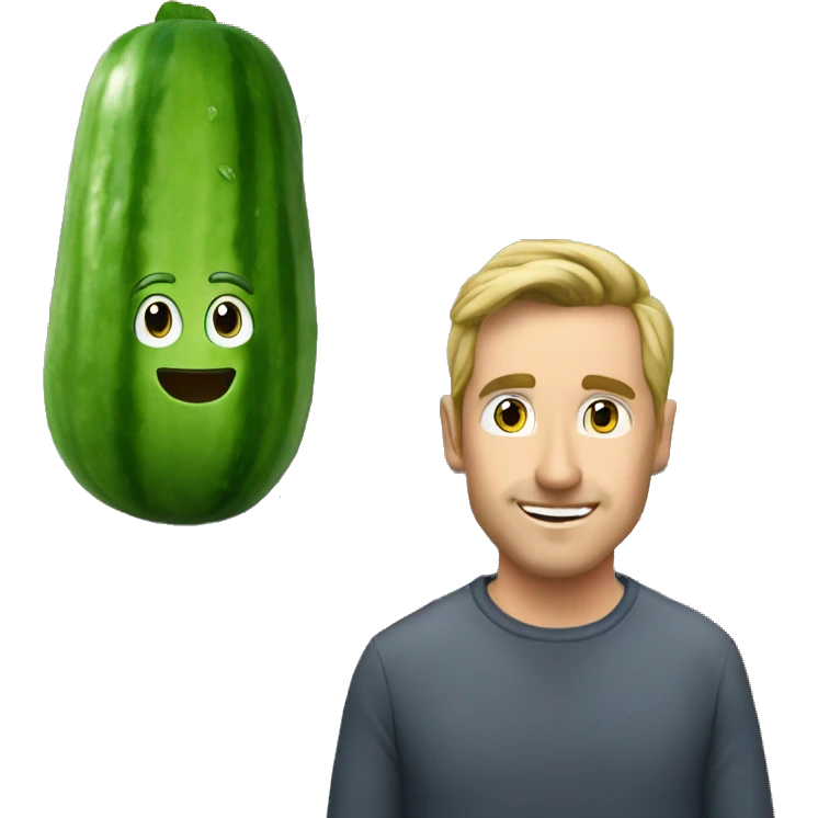 Cucumber keyboard next a man emoji