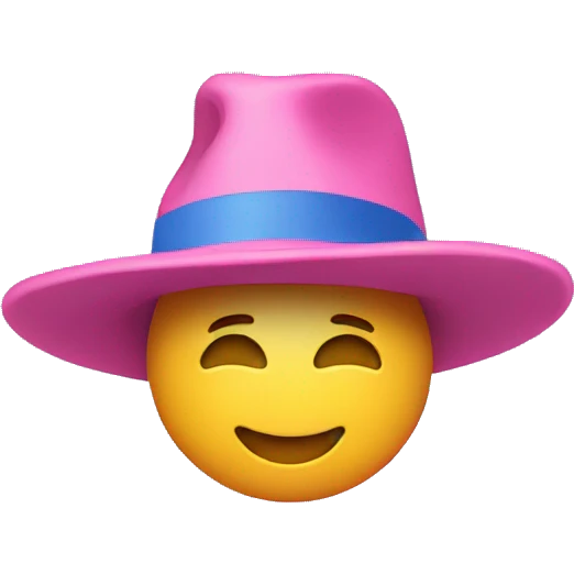 PINK HAT ROTATING AGAINST BLUE BACKDROP emoji