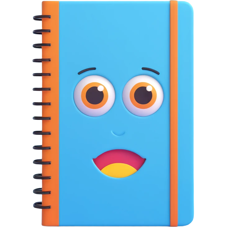 sky blue notebook with only eyes no mouth 3d emoji style emoji