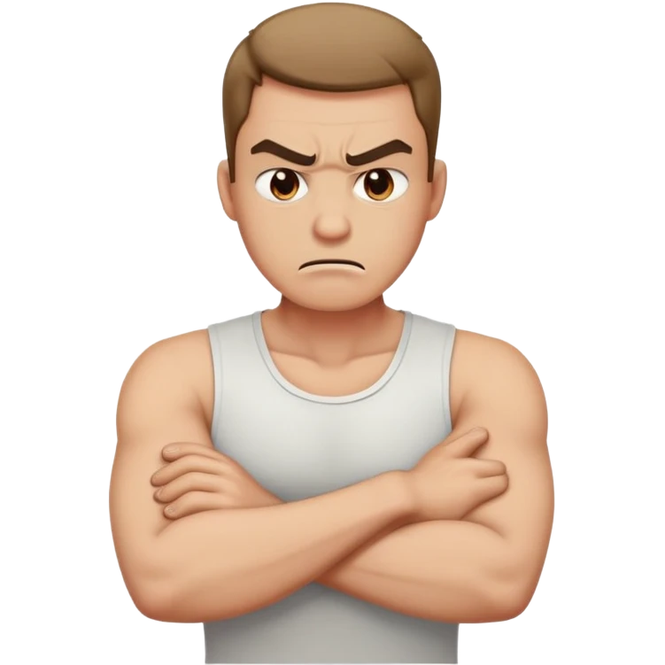 arms crossed holding neck angry guy emoji