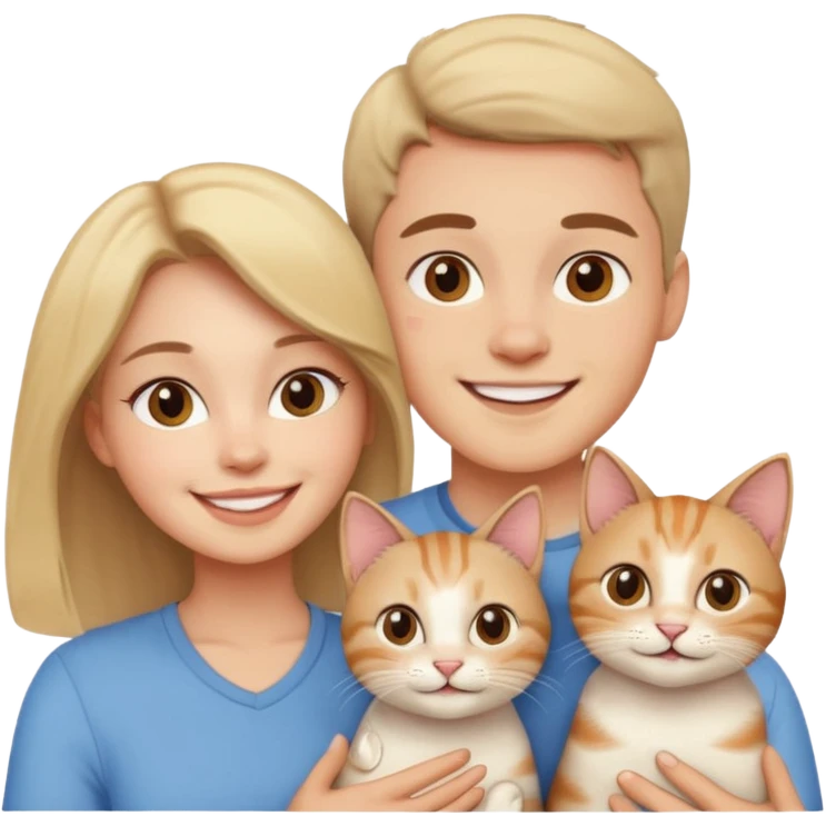 pareja joven con un gato emoji