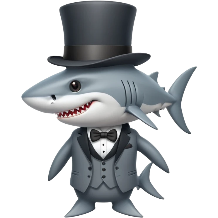 Shark with a top hat emoji