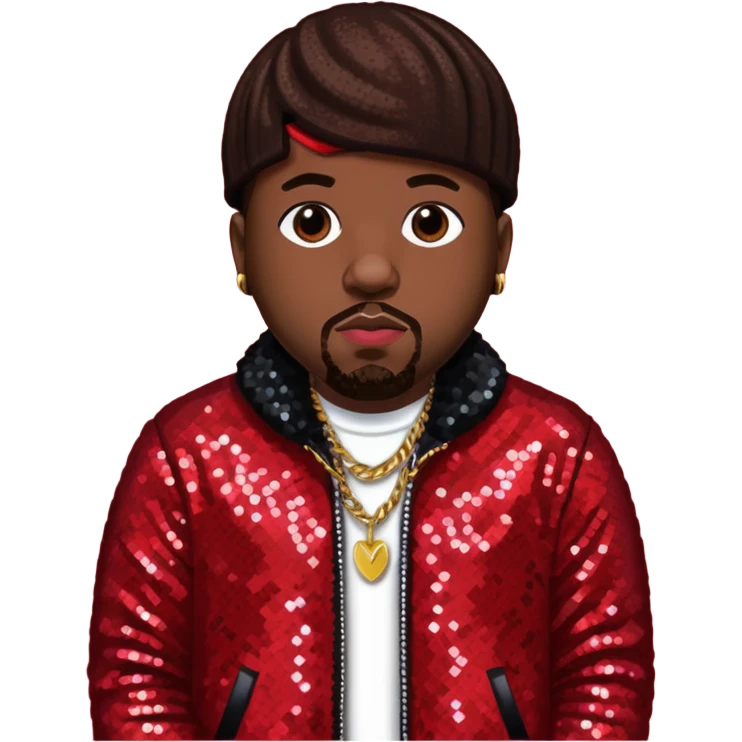 Big Boi from Outkast with dark brown hair, red sequin outfit emoji