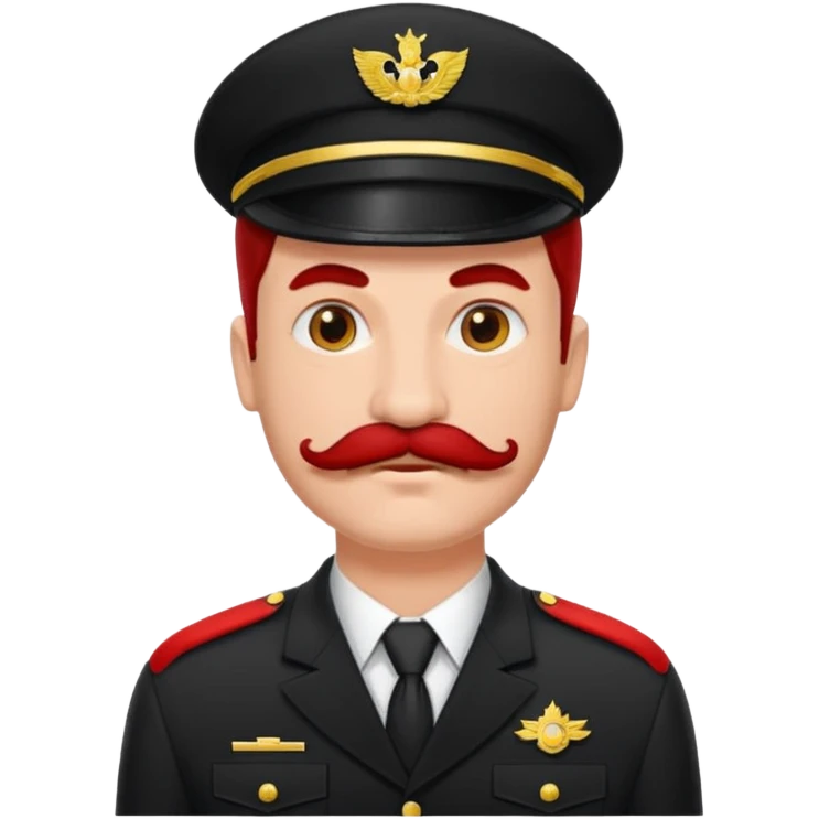 Voici ma recherche Homme cheveux noirs moustache carré uniforme noir et rouge emoji