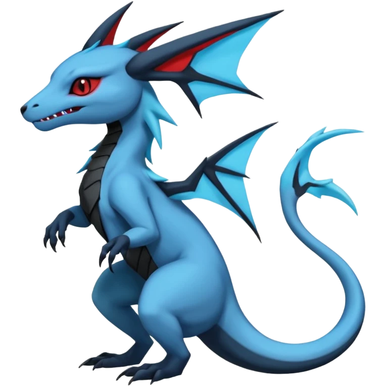Edgy gothic dark Salandit-Glaceon-Salamence-hybrid-fusion (full body) emoji
