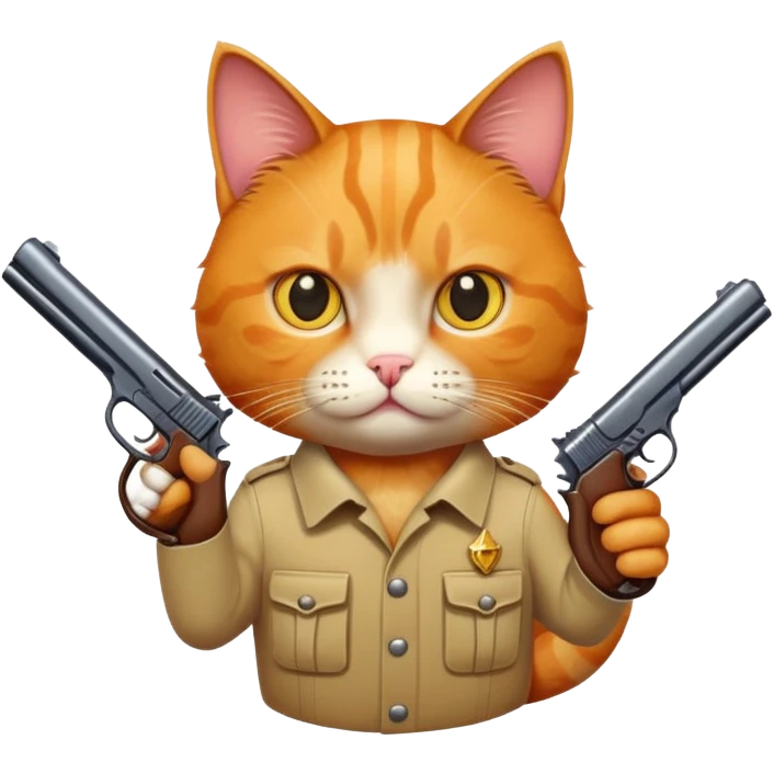 Рыжий кот с пистолетом emoji