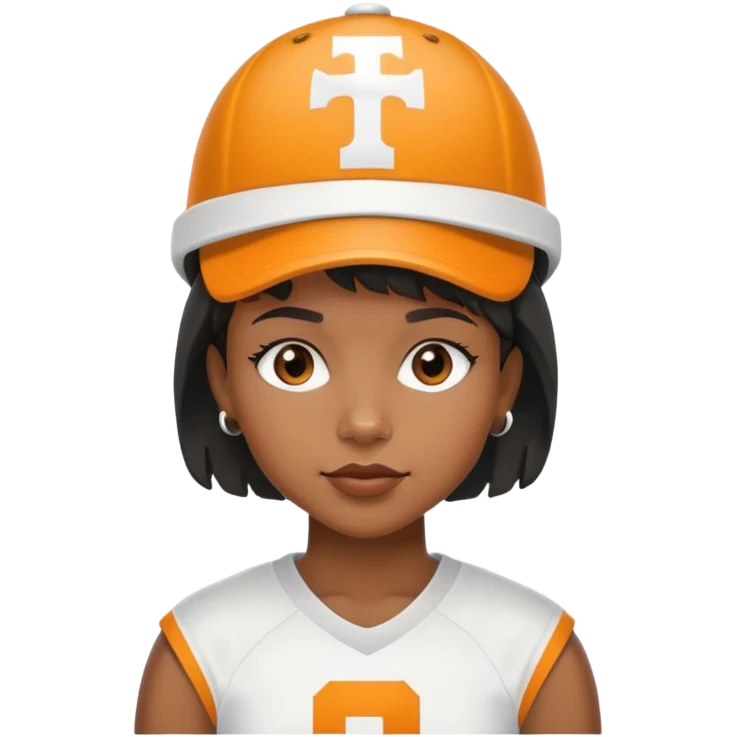 Black girl with short hair mullet and a Tennessee football hat emoji