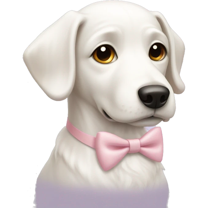 White dog with light pink bow  emoji
