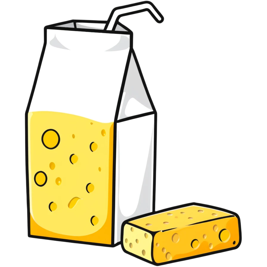 milk carton, cheese wheel, yogurt cup, and butter emoji